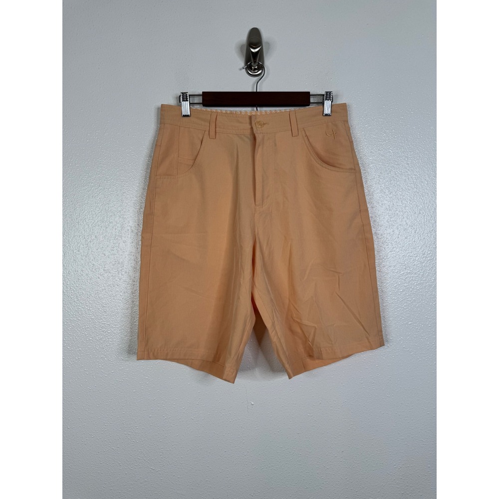 Short Par 4 Mens Peach Orange Golf Shorts Size 30 Flat Front Performance Stretch